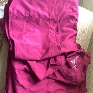 4 full sets of burgundy scrubs